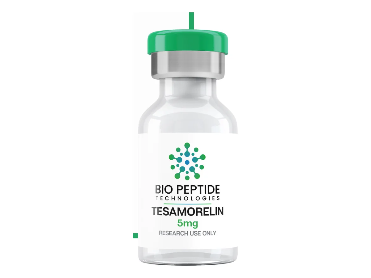 Tesamorelin 5mg product photograph supplied by BioPepTitech